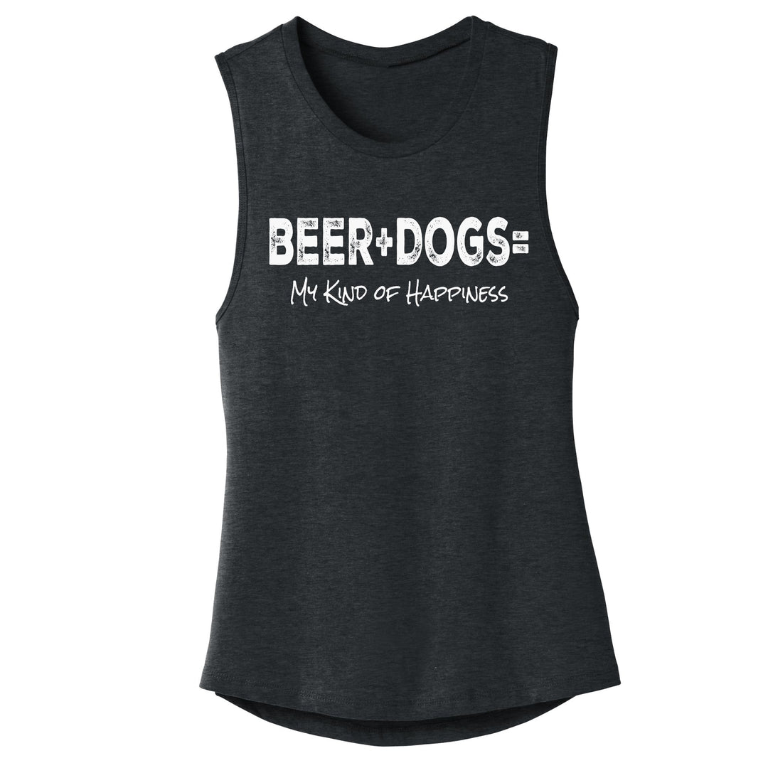 Beers + Dogs= My Kind of Happiness - Women's Muscle Tank - Dark Gray