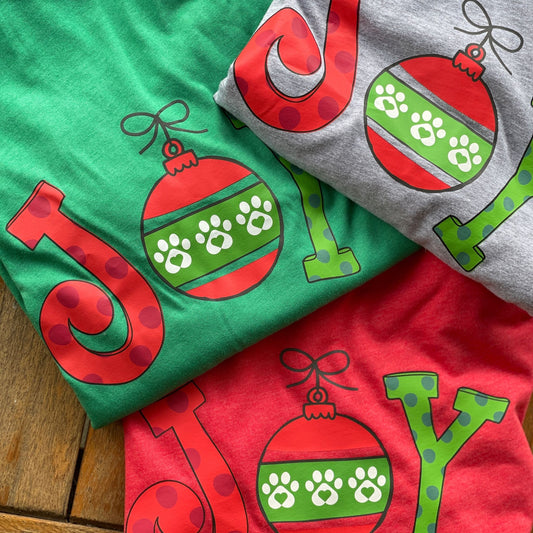 JOY with Paw Prints HolidayShirt