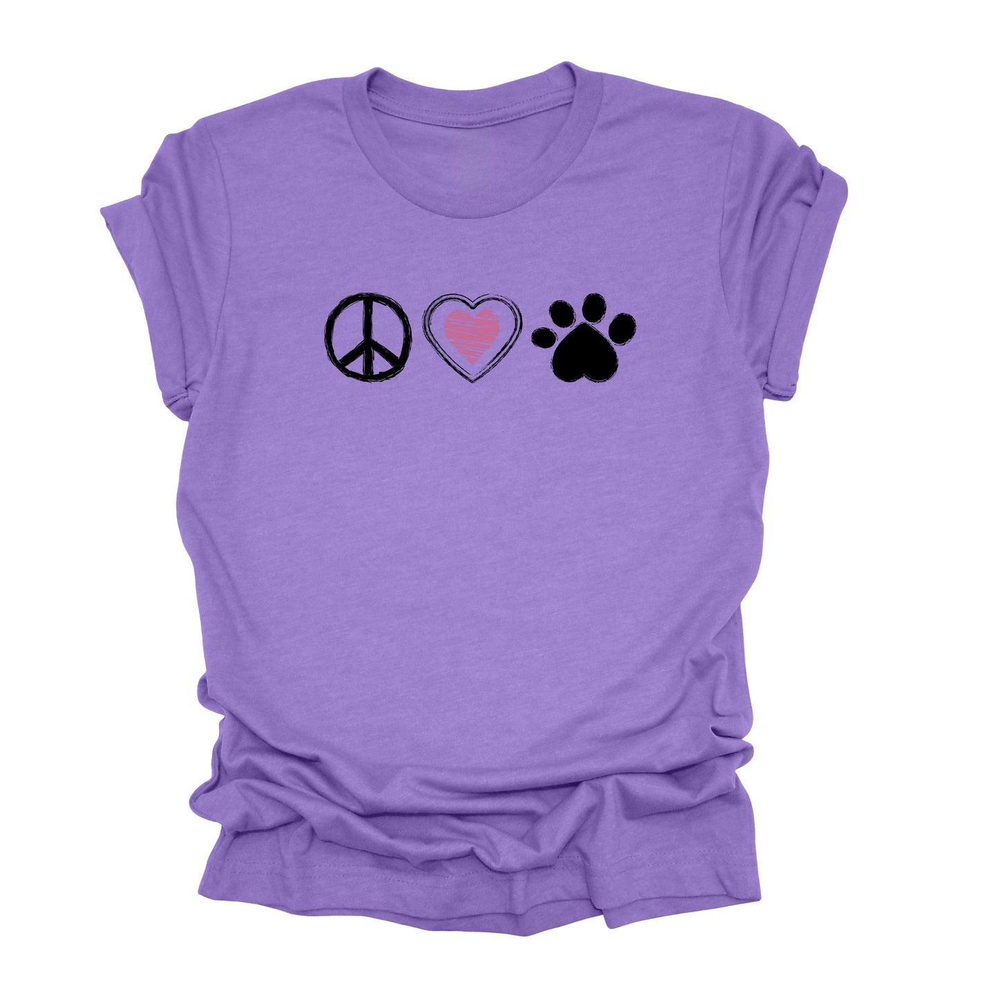 Peace Love & Paw Symbol - Unisex Graphic Tee