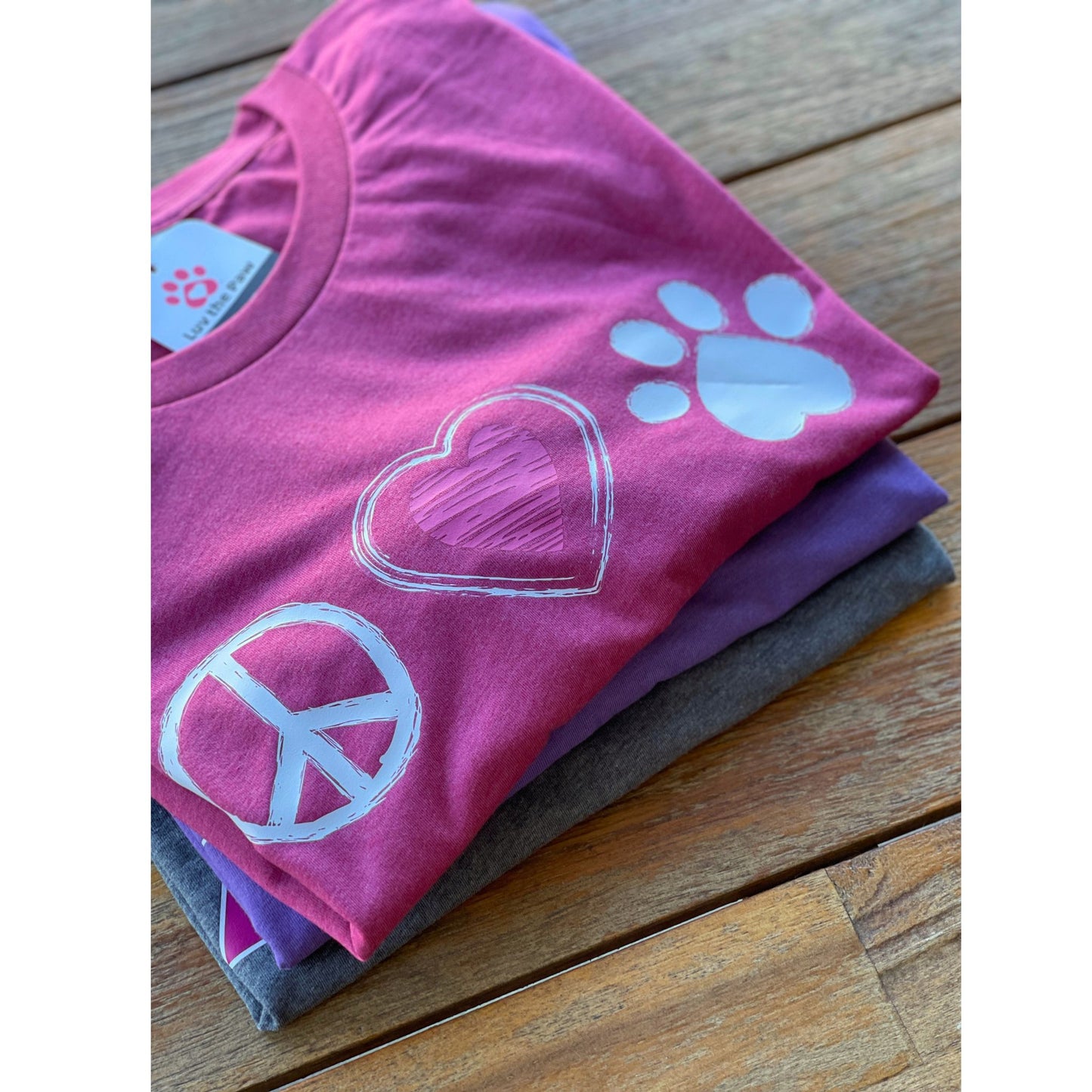 Peace Love & Paw Symbol - Unisex Graphic Tee