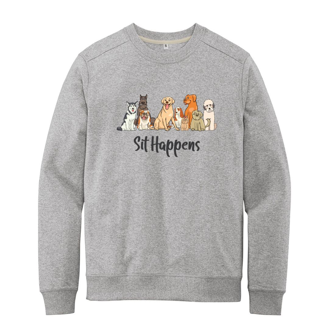 Sit Happens - Athletic Heather - Funny sweathshirt for dog lover