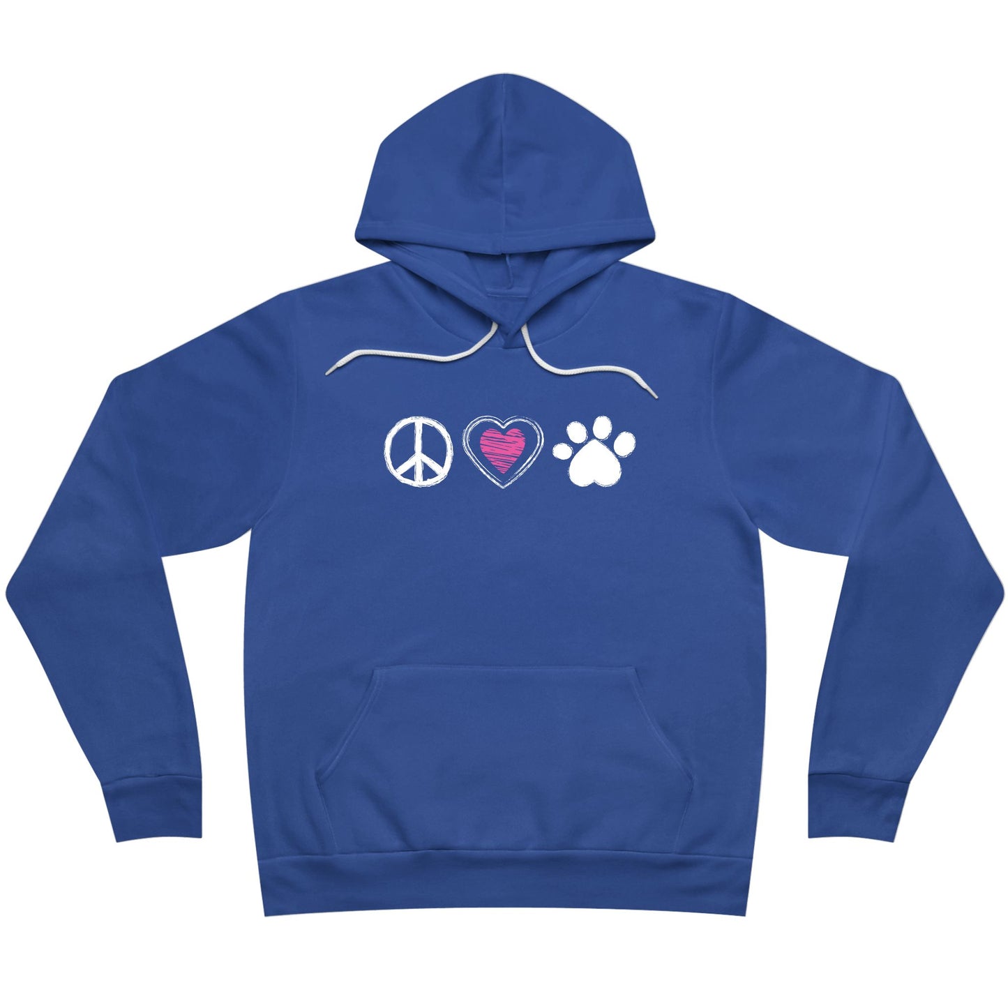 Peace, Heart, and Paw Sponge Fleece Hoodie for Stylish Dog and Cat Lovers | Premium Pet Themed Apparel