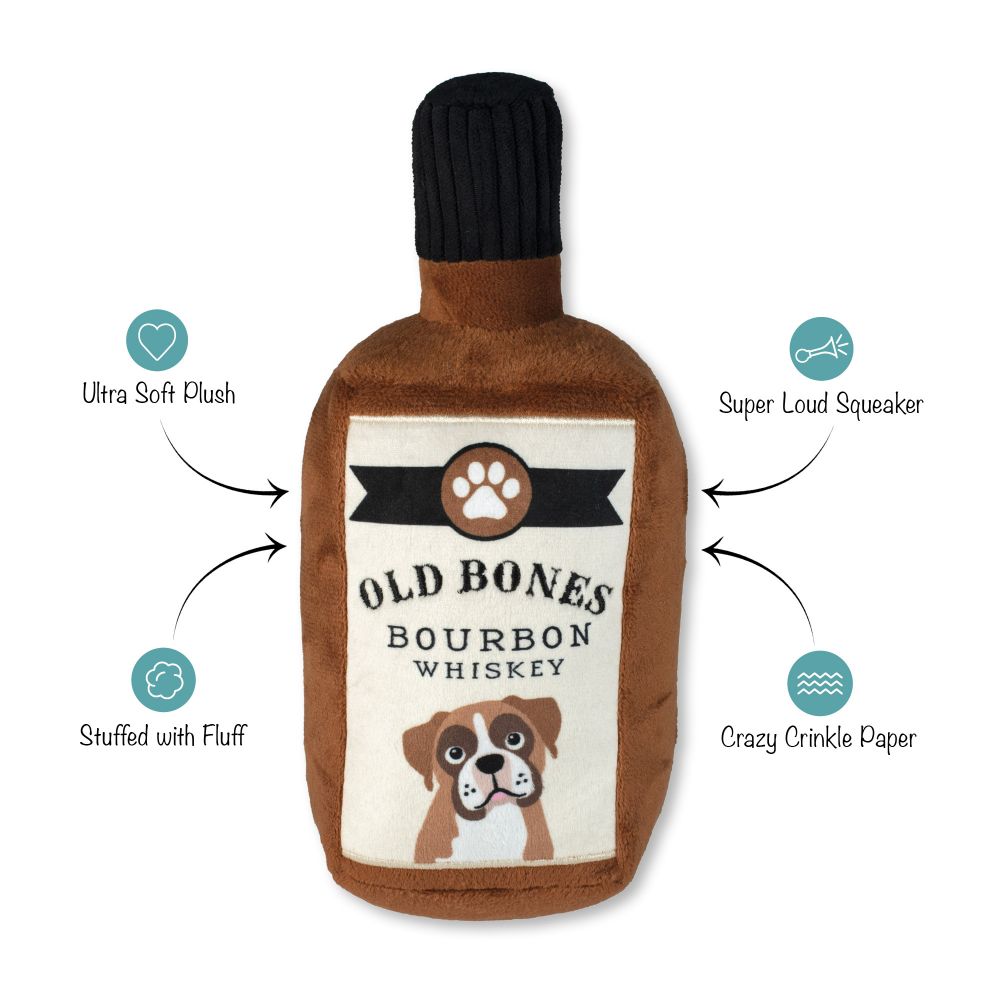 Old Bones Whiskey Plush Dog Toy