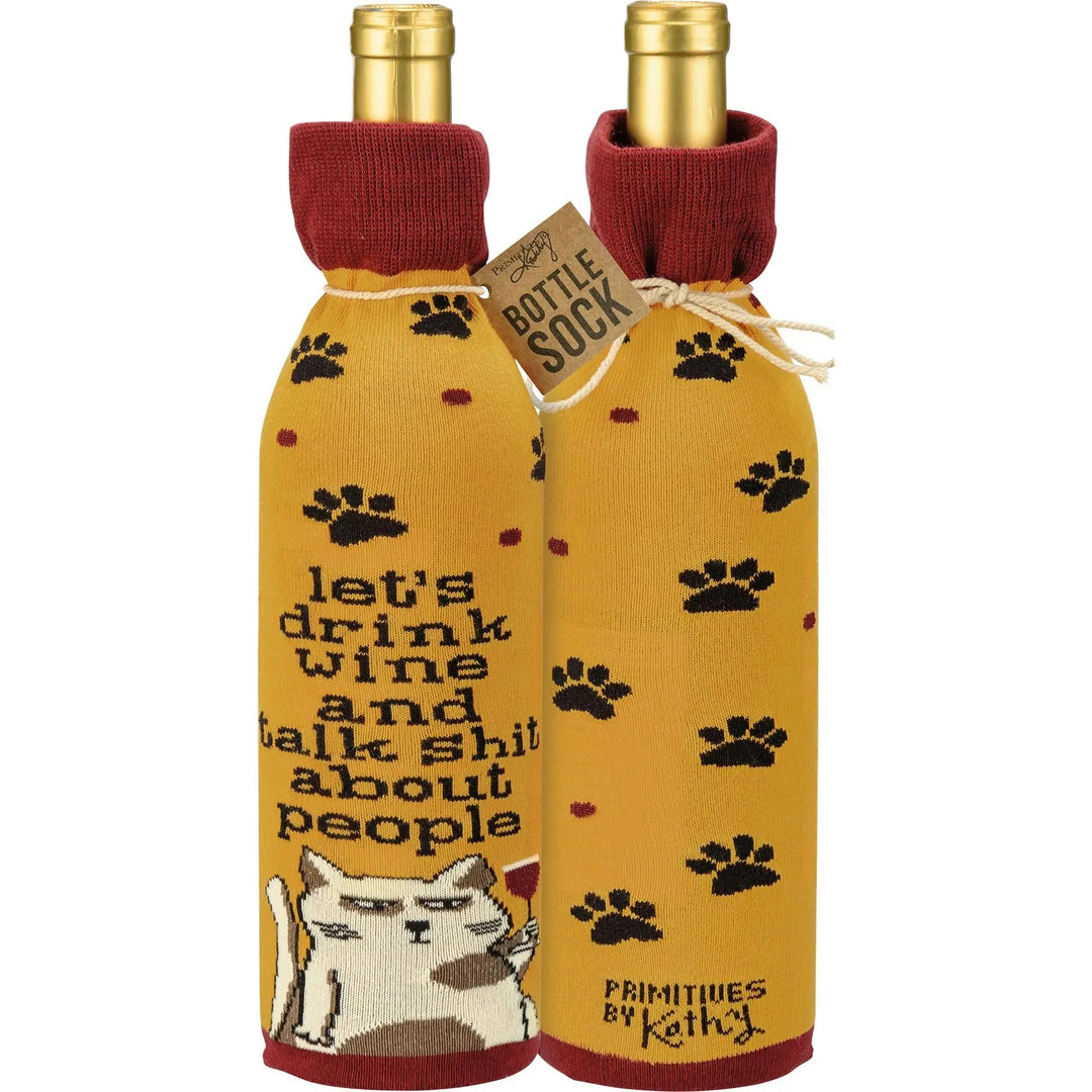 Drink Wine Cat Bottle Sock - Luv the Paw