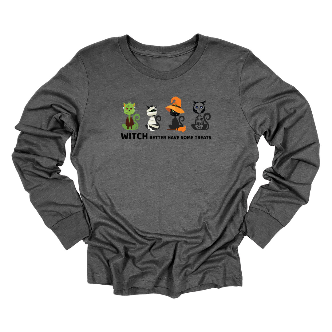 Funny Halloween Cat Themed Long Sleeve Shirt