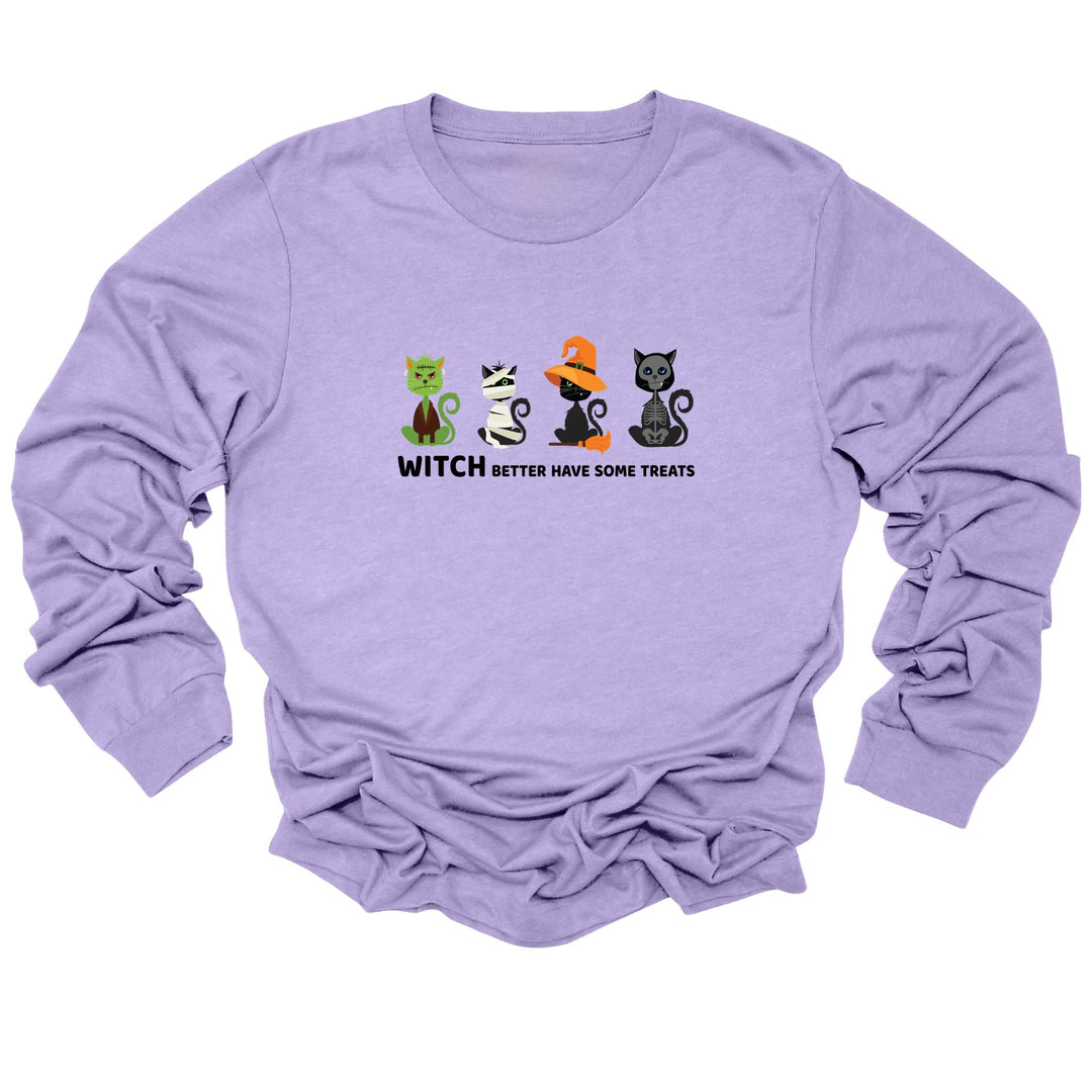 Funny Halloween Cat Themed Long Sleeve Shirt