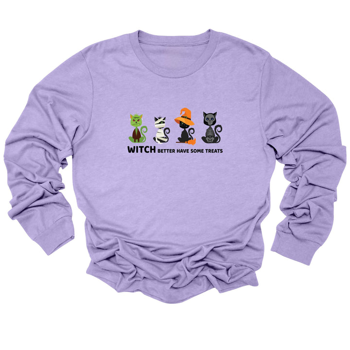Funny Halloween Cat Themed Long Sleeve Shirt
