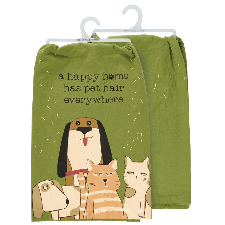 Happy Home pet hair kitchen towel, funny gift for pet owners
