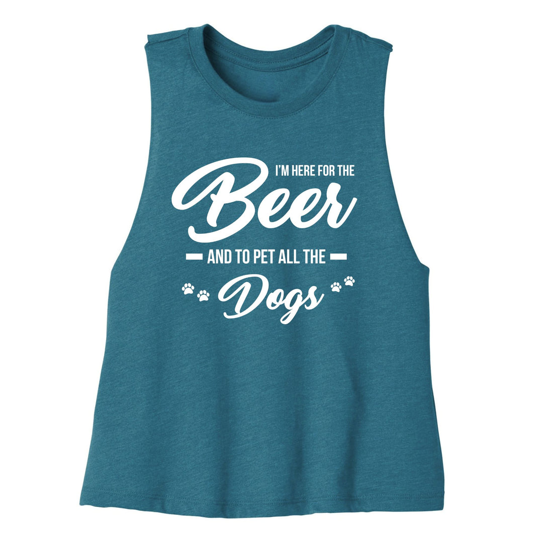 Here For Beer &amp; Pet Dogs Cropped Tank - Luv the Paw