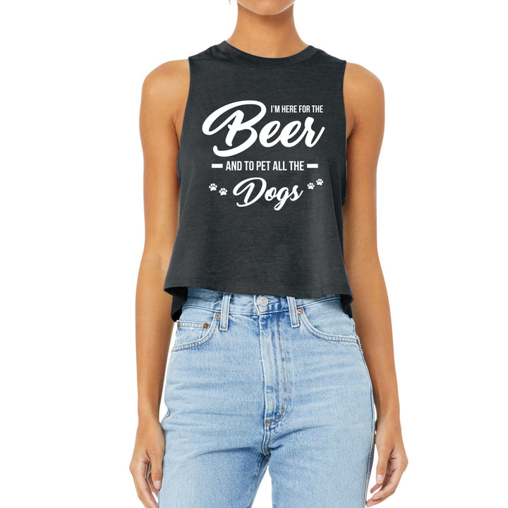 Here For Beer &amp; Pet Dogs Cropped Tank - Luv the Paw