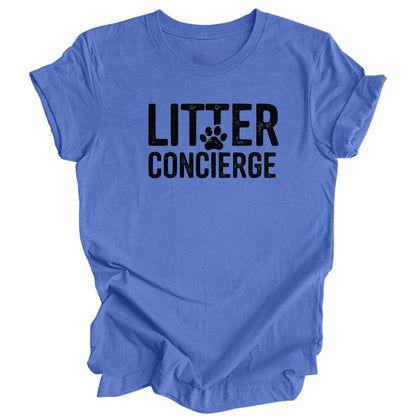 Cat Humor Apparel – Litter Concierge Text Tee for Pet Owners - Heather Columbia Blue  – Luv the Paw