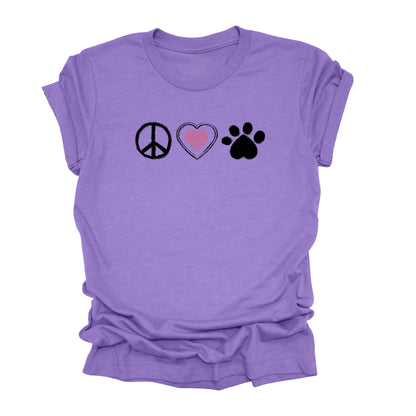Peace Love & Paw Symbol - Unisex Graphic Tee