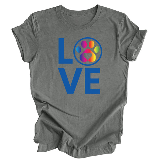 Colorful pet lover pride shirt with rainbow LOVE design