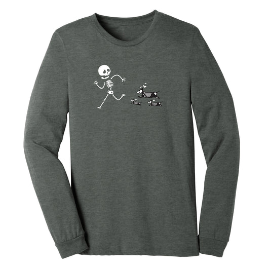 Skeletons with Dogs - Long Sleeve Halloween Tee