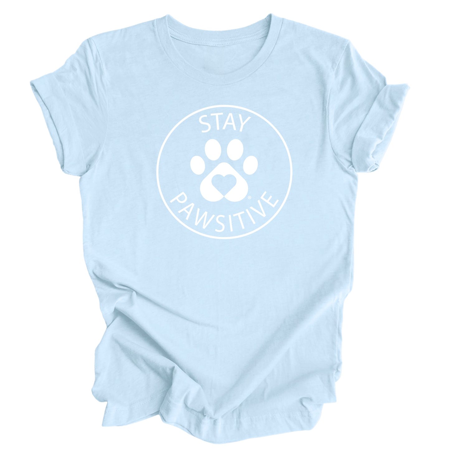 Light blue shirt with graphic Stay Pawsitive