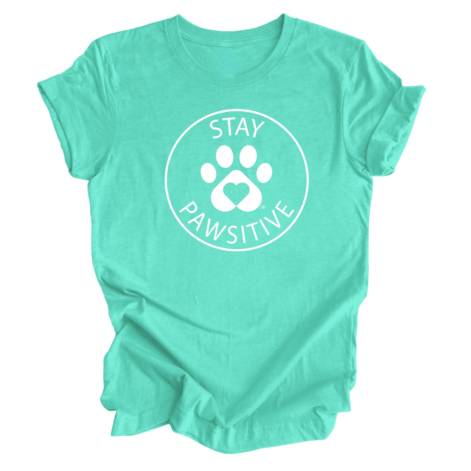 Seagreen shirt with graphic Stay Pawsitive - for dog and cat lovers