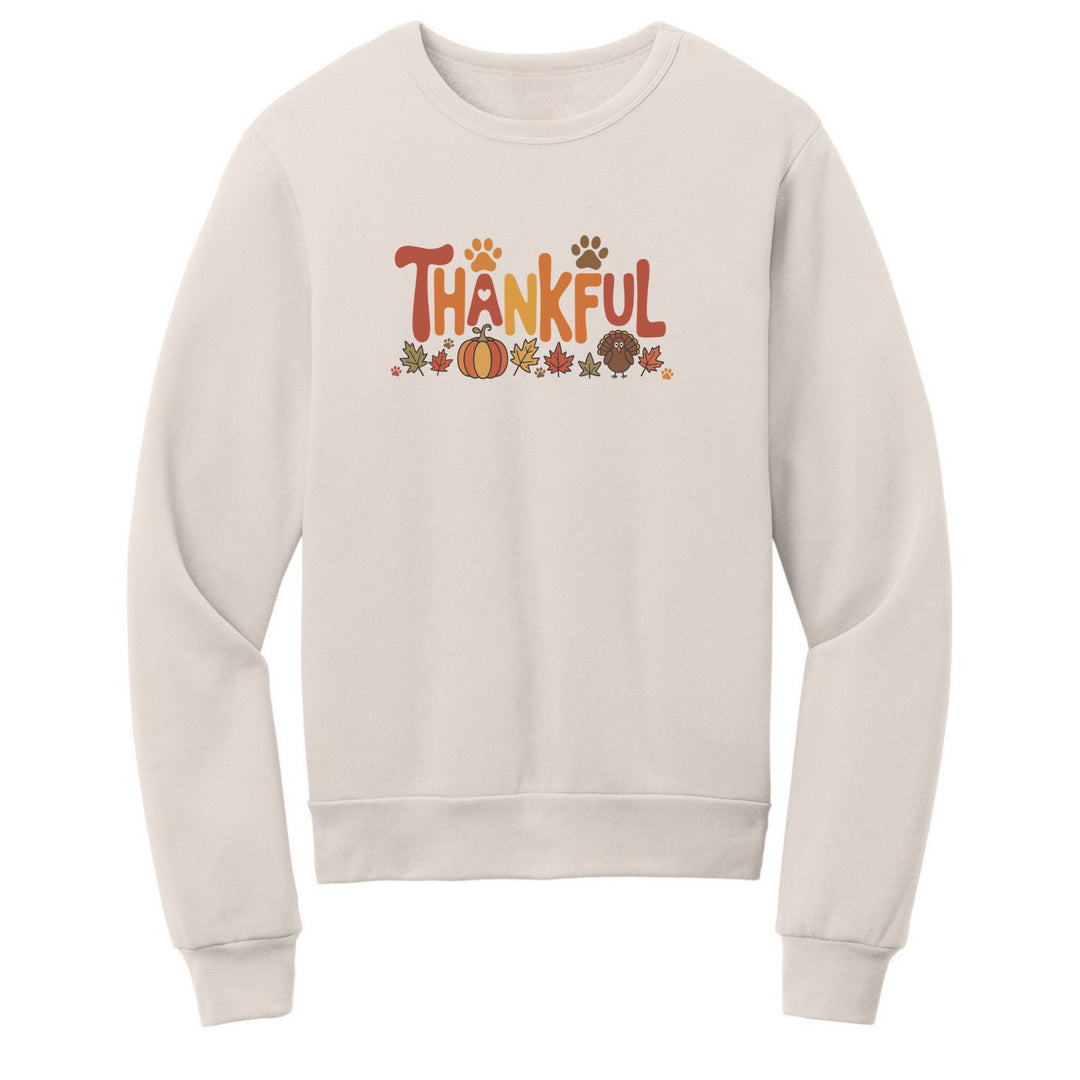 Thankful Paw Print Sweatshirt | Thanksgiving Crewneck for Dog &amp; Cat Lovers - Luv the Paw