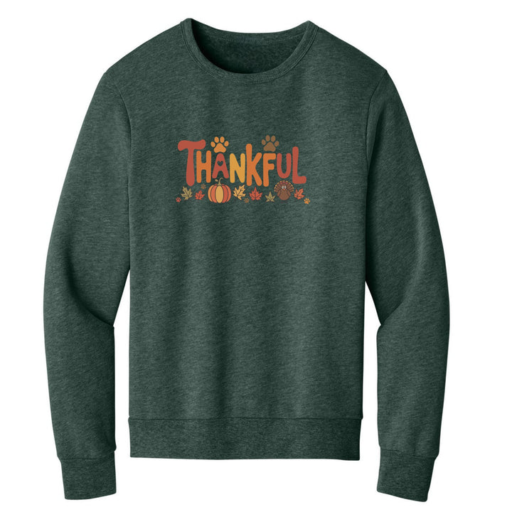 Thankful Paw Print Sweatshirt | Thanksgiving Crewneck for Dog &amp; Cat Lovers - Luv the Paw