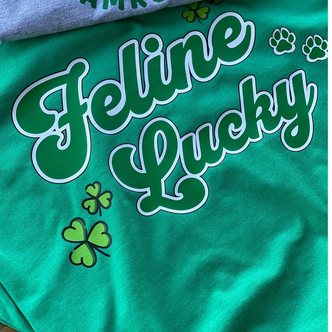 Feline Lucky | Shirt for Cat Lovers | St. Patrick's Day