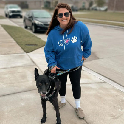 Peace, Heart, and Paw Sponge Fleece Hoodie for Stylish Dog and Cat Lovers | Premium Pet Themed Apparel