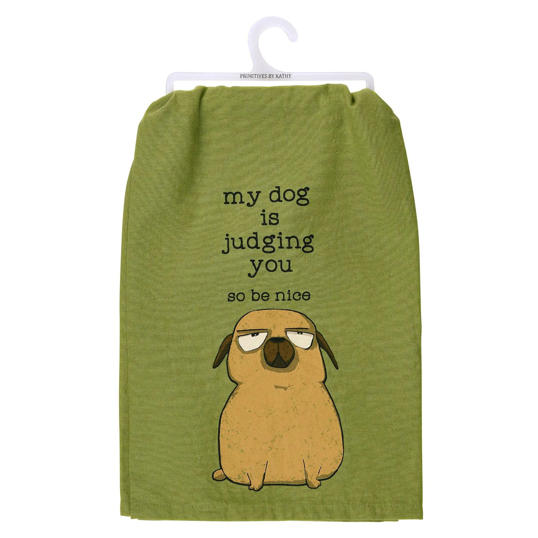 “Be Nice” funny dog kitchen towel