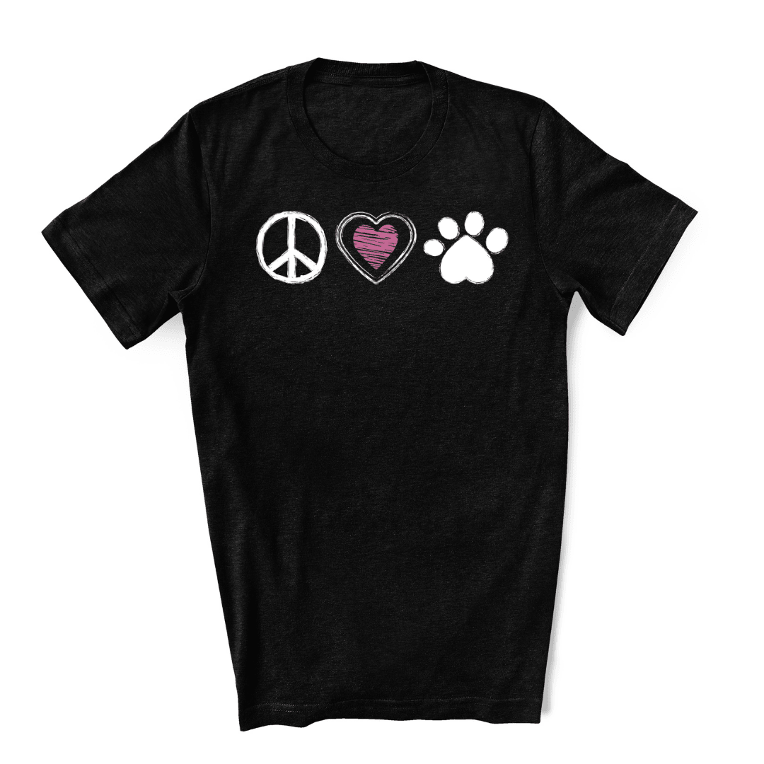 Peace Love & Paw Symbol - Unisex Graphic Tee - Luv the Paw